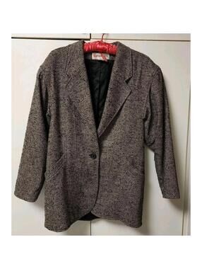 Peabody House Women's Wool Tweed Coat Size 9/10 Black Y2k 90s Vintage